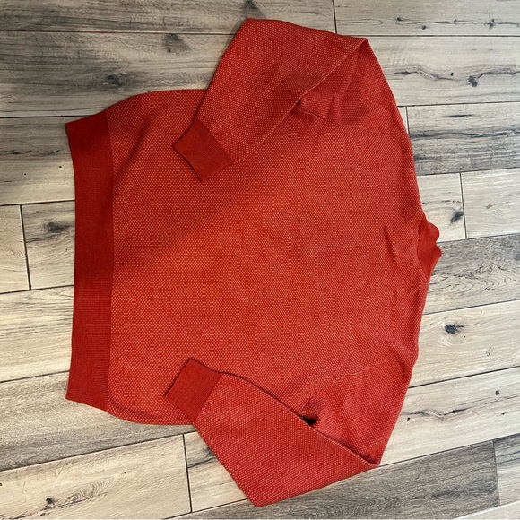 Peter Millar Sweater Mens Large Orange Merino Wool 1/4 Zip Pullover Casual Golf - Picture 6 of 8